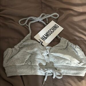 H&M H&MOSCHINO Heather Gray Triangle Halter Top LIMITED EDITION Size 6 NEW TAGS